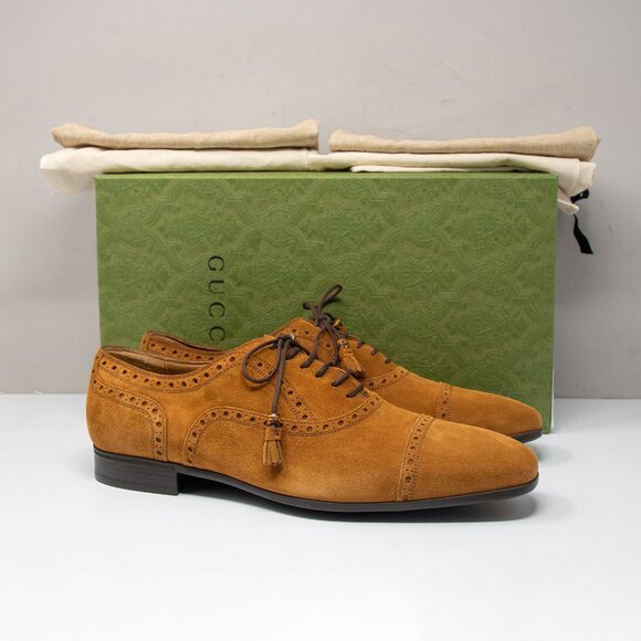 Gucci Brown Suede Kiltie Tassel Cap Toe Brogue Oxfords Size 9 UK / 9.5 US main image 5